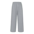 thumbnail image 5 of EDFBUYKRS Womens Pants Size 10 Women's Summer High Waisted Drawstring Linen Wide Leg Beach Pants with Pockets Comfortable Casual Pure Color Loose Fit Trousers for Travel and Relaxation Xl, 5 of 5