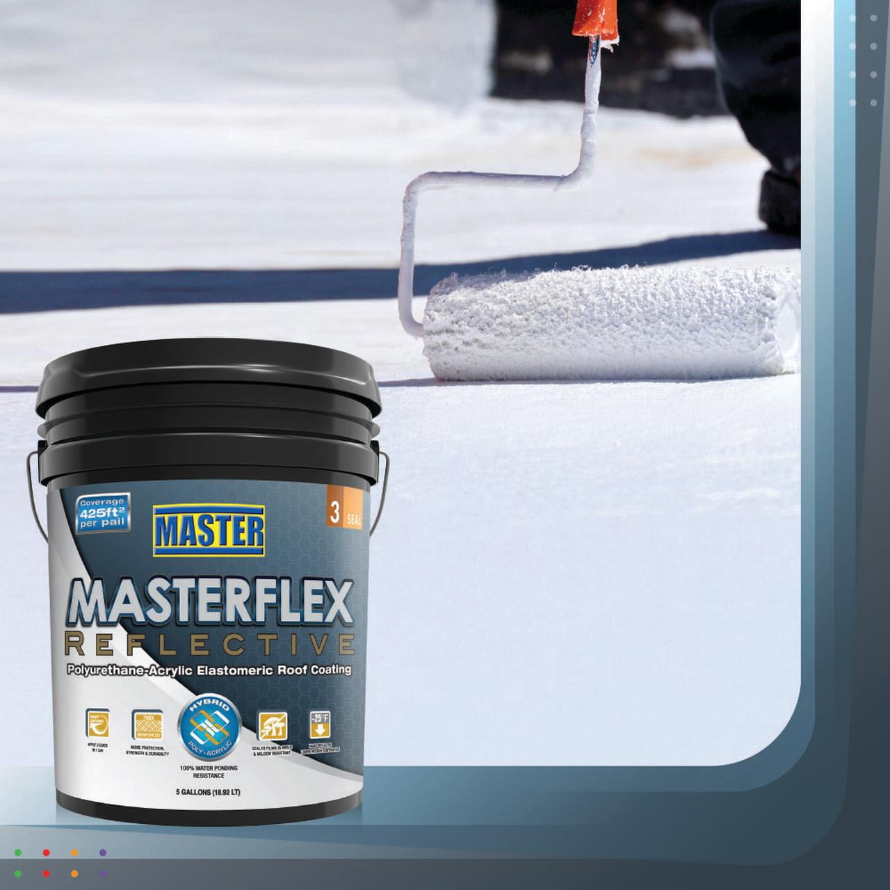 Masterflex Reflective Polyurethane-Acrylic Elastomeric Roof Coating White, 5 gal