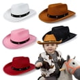 thumbnail image 2 of Pentagram Studded Western Cowboy Hat for Children Pink Star Studded Belt Rider Top Hat for Boys And Girls Carnival Party, 2 of 9