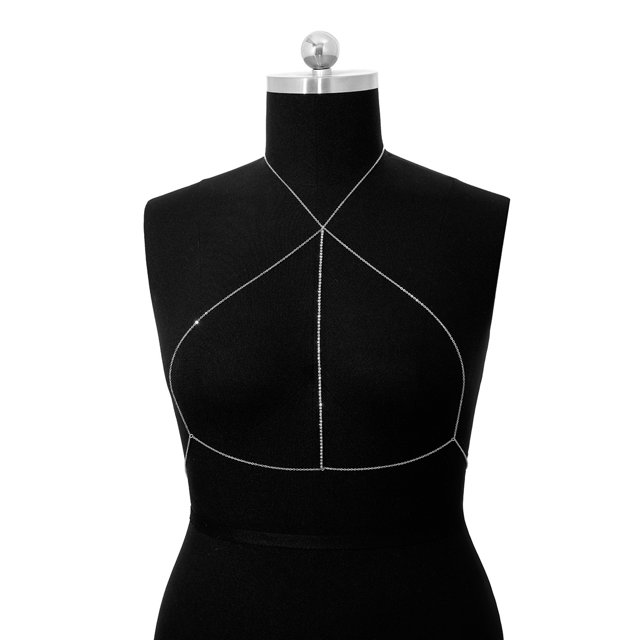Sexy Beam Neck Diamond Necklace Jewelry Cobre Bead Mesh Body Chain Necklace--12 White K 1152 Sincero Electrónica