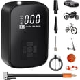 thumbnail image 1 of Compresor de aire portátil, minibomba eléctrica de 3600 mAh, 150 PSI, para bicicleta eléctrica con pantalla LCD digital, 4 modos, recargable, para bicicletas, motocicletas, scooters y globos, 1 of 5