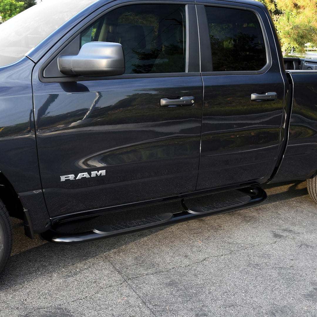 Westin 21-4085 Platinum 4" Oval Nerf Step Bars - Black Powdercoat Finish