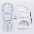 thumbnail image 2 of Rotatable Geometry Drawing Ruler Set with Triangle Scriber Templates for Students Architects, 2 of 5