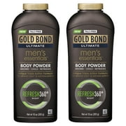 2 Pack Gold Bond Ultimate Men's Essentials Body Powder Refresh 360 Scent 10oz Ea Talc-Free