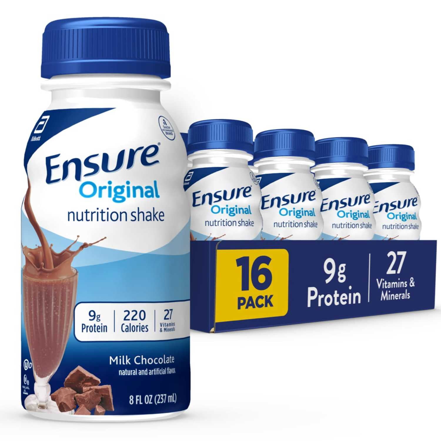 (2 pack) Ensure Original Nutrition Shake, 9g Protein, Milk Chocolate, 8 fl oz - 16 Pack