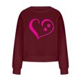 thumbnail image 4 of SMihono Womens Tunic Hoodless Fleece Sweatshirts Warm Crewneck Fall Tops Casual Outwear Comfy Party Dressy Blouse Workout Raglan Long Sleeve Pullover Dog Paw Love Print Tees Fashion Wine 12, 4 of 4