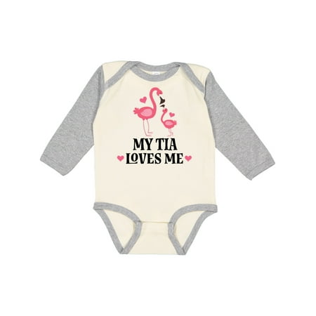 

Inktastic My Tia Loves Me Niece Flamingo Gift Baby Girl Long Sleeve Bodysuit