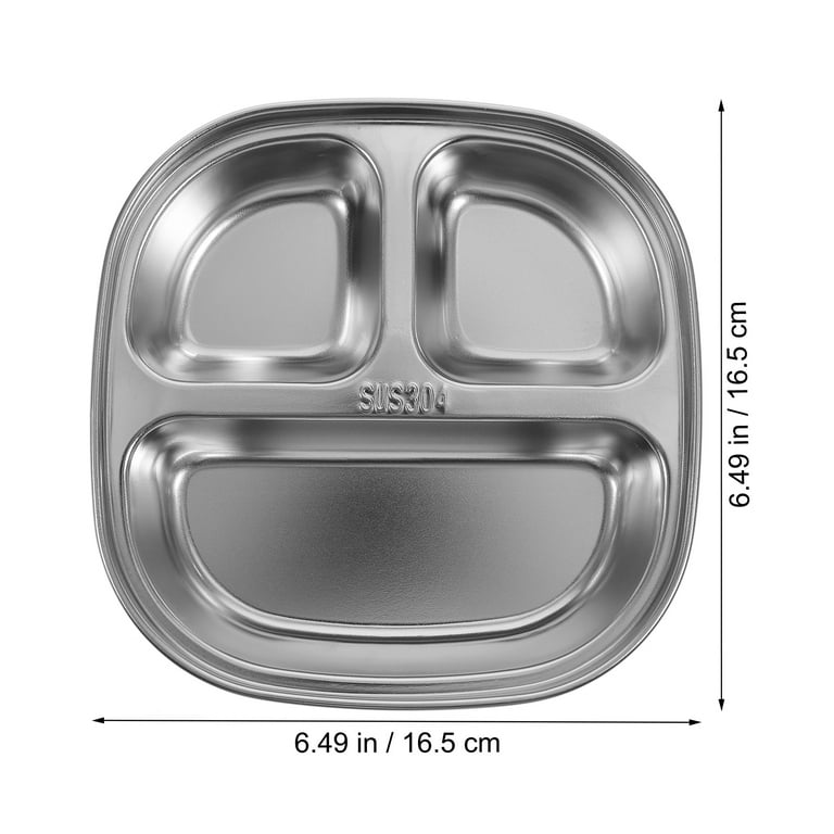 Etereauty Plate Plates Divided Steel Stainless Dinner Trays Food Tray  Compartment Kids Section Portion Lunch Control Snack Meal