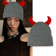 thumbnail image 2 of ZPAQI Knitted Caps Adult Unisex Beanies Hat with Devil Horn Fashion Winter Hat, 2 of 17