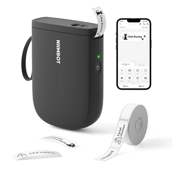 NIIMBOT D11 Upgraded HD 300 dpi Label Maker Mini Bluetooth Wireless Label Printer Inkless Labeler Rechargeable(Black)