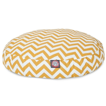 UPC: 0788995508250 | Majestic Pet | Chevron Round Pet Bed For Dogs  Removable Cover  Yellow  Medium