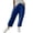 Blue, variant on KHONTS Women's Linen Pants with Cargo Pockets Straight Wide Leg Summer Pants Elastic High Waist Casual Trousers White XL