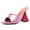 Pink, variant on FSJ Women Fashion Square Open Toe Mules Slip On Crystal Flared Heel Sildes Sandals Backless Wedding Dressy Slipper Shoes Size 8 Silver