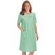 thumbnail image 1 of Bata de cuadros vichy para mujer con detalles florales, cierre a presión y ribete de encaje, color menta, talla XXX grande, 1 of 3