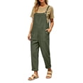 thumbnail image 6 of Fnooota Women's Overalls with Pockets, Casual Adjustable Straps Cotton Linen Loose Fit Summer Jumpsuits Army Green Size L, 6 of 8