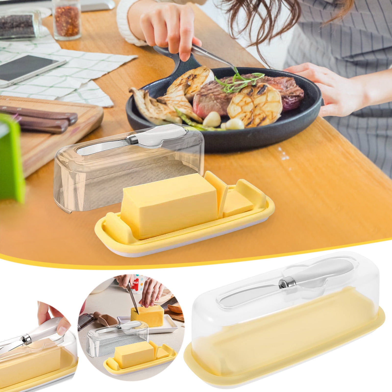2 Pcs Ham Mini-fridge Cheese Storage Lid Design Butter Cases Box