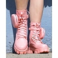 thumbnail image 3 of Cape Robbin Monalisa Pink Pastel Chic Chunky Platform Lace Up Pouch Combat Boots (Pink, 10), 3 of 4