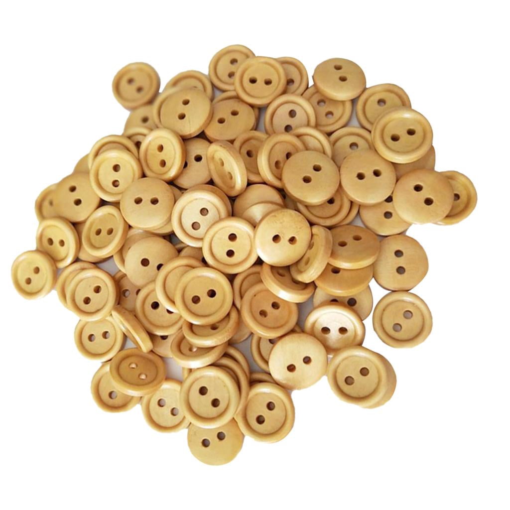 Abbraccia 5x100Pcs Vintage 2 Holes Wood Buttons for Sewing Scrapbooking Dark Brown 15mm 5 Pcs