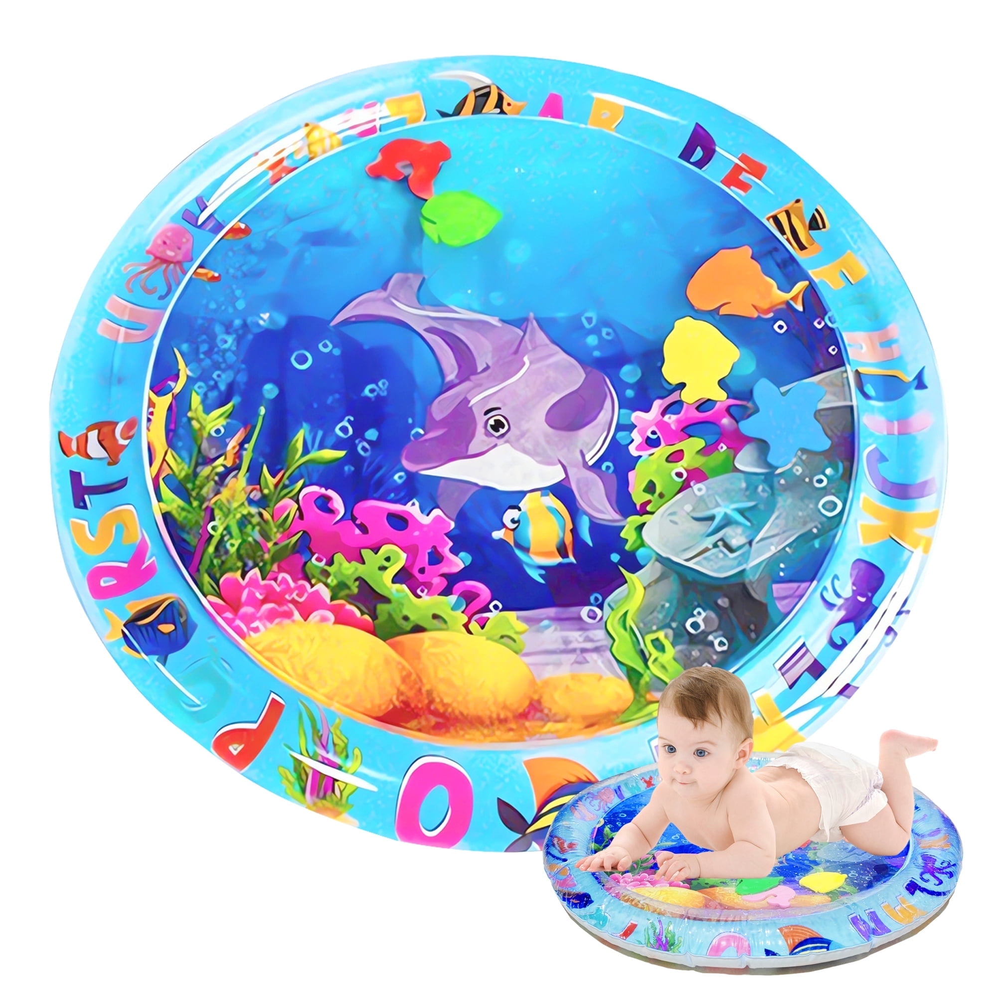 BUSATIA Tummy Time Mat Premium Baby Water Play Mat for Infants and Toddlers Baby Toys for 3 to 24 Months, Strengthen Your Baby's Muscles, Portable