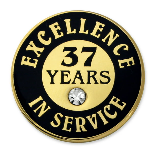 PinMart's Gold Plated Excellence in Service 37 Year Award Lapel Pin ...