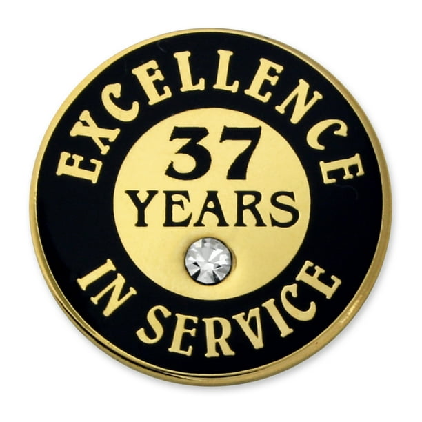 PinMart's Gold Plated Excellence in Service 37 Year Award Lapel Pin ...