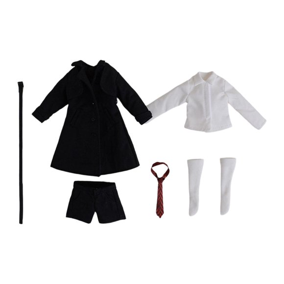 Xuanheng 1/ Figure Blazer Set Tie Accessory Cosplay Gift Compact Stylish Mini Props Cosume Realistic Versatile Toy Belt Socks Black