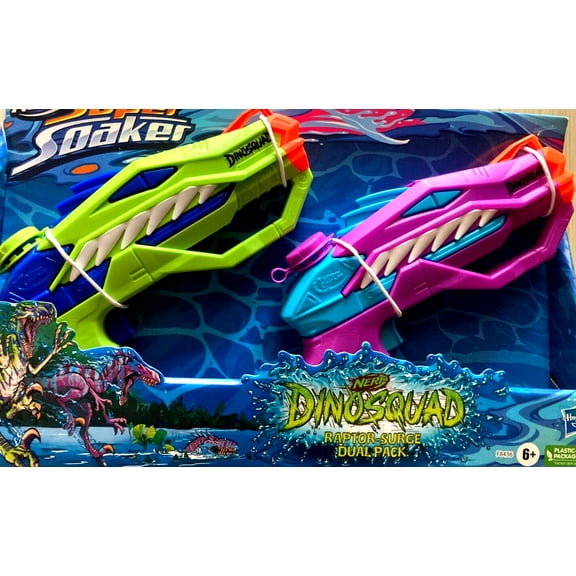 Nerf Dinosquad Raptor Surge Dual Pack Water Blasters - Super Soakers