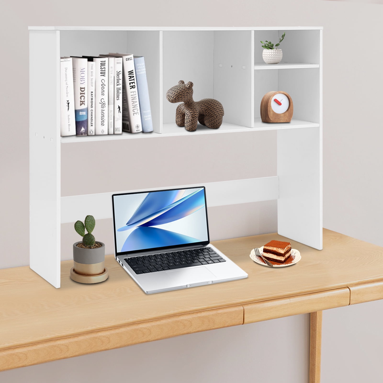 Office Desk Bookshelf Holder, Table Standing Desk Book Organizer White 37*9.5*28.7in