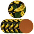 thumbnail image 2 of Banana Set of 6 Round Microfiber Leather Coasters, 11x11 cm/4.3x4.3 inch Drink Coasters for Table Home Decor, 2 of 6