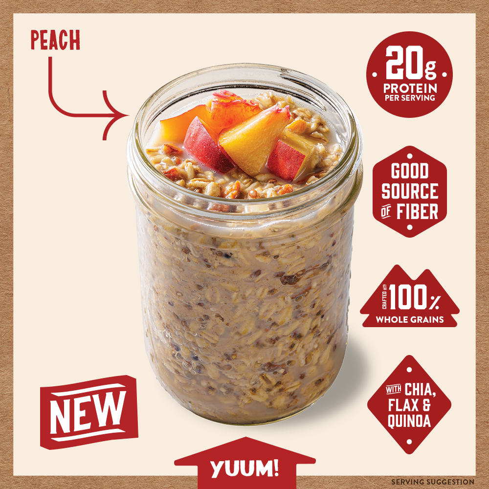 (3 pack) Kodiak Protein-Packed Peach Overnight Oats, 2.47 oz