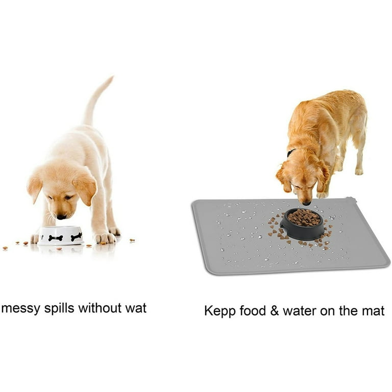 Waterproof Dog Mat for Food and Water, Dog Bowl Mat with Edges