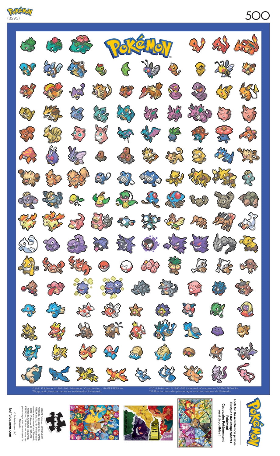 Buffalo Games 500-Piece Retro Pixel Pokémon Chart Interlocking Jigsaw Puzzle