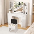 thumbnail image 5 of Vabches Modern Vanity Desk Set with Large Mirror and Stool, Large Makeup Table Set with 3 Drawers, 2 Cabinets & Storage Stool, Adjustable Lighting Colors, 5 of 8