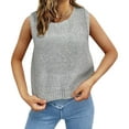 thumbnail image 3 of Women Knitted Vest Women's Knitted Vest Round Neck Sleeveless Crop Tank Bow Tie Decor Hollow Back Solid Color Short Sweater Vest Sleeveless Knit Top, 3 of 8