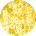 thumbnail image 1 of Ahgly Company Machine Washable Indoor Round Abstract Yellow Contemporary Area Rugs, 3' Round, 1 of 4