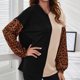 thumbnail image 5 of Moda mujer Casual manga larga estampado leopardo Patchwork señoras Tops sudaderas Fridja FKASFK3793, 5 of 6