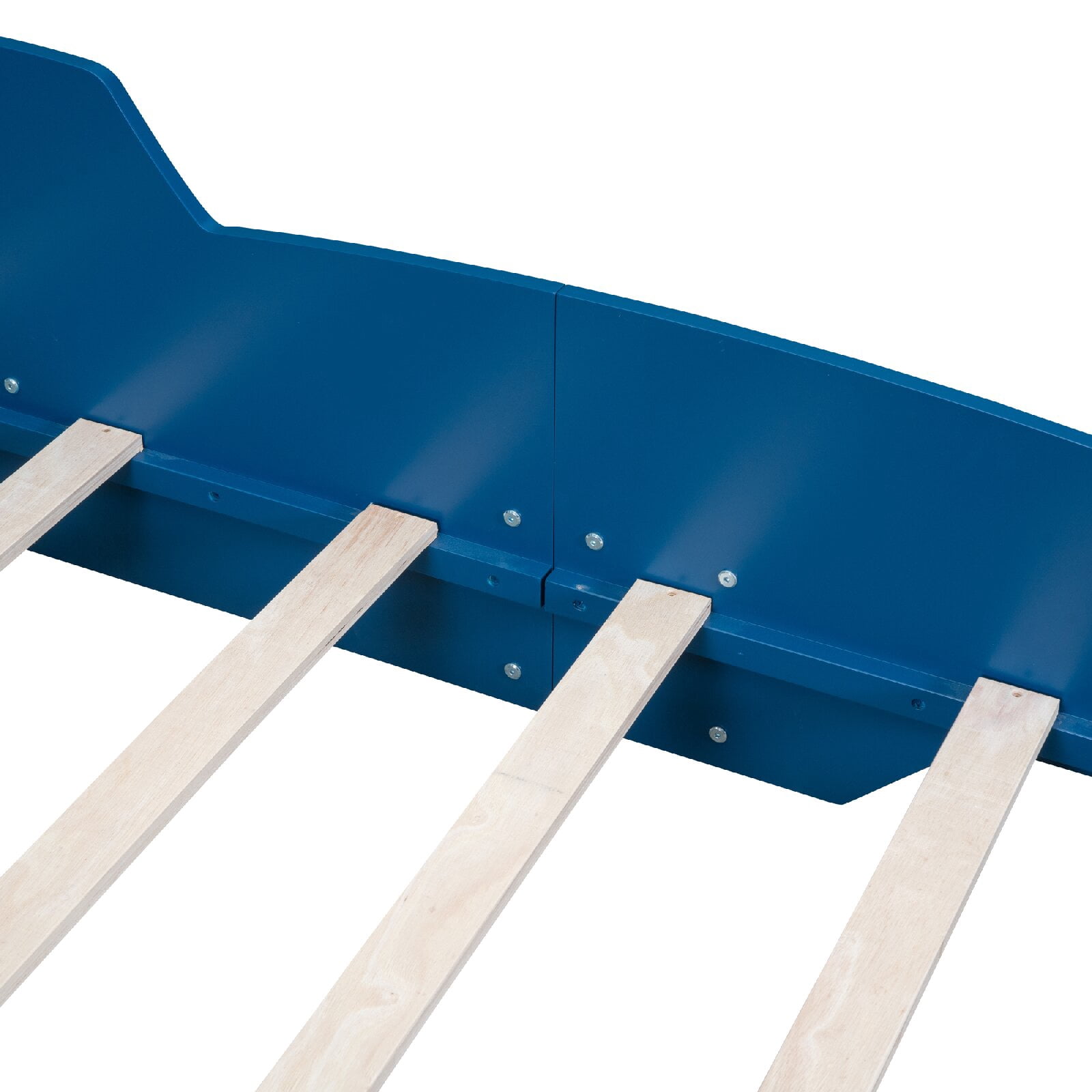 Twin Size Race Car-Shaped Platform Bed Frame with Wheels, Wooden Car Shaped Bed for Bedroom, Apartment, Easy Assembly, No Box Spring Needed, Mattress Not Included, Blue