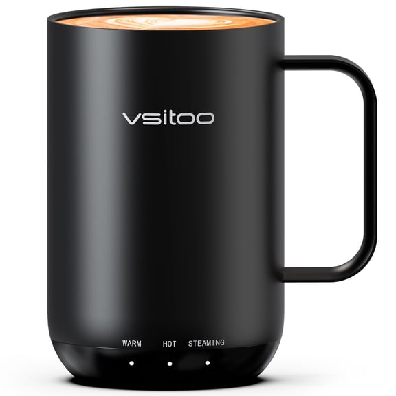 Vsitoo S3 Ultra 20oz Self-Heating Coffee Mug, Smart Temperature Control Mug with Rechargeable Warmer Base, Black