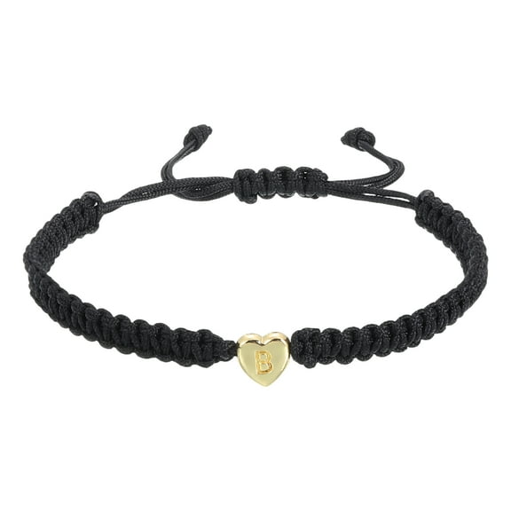 Uxcell Initial Bracelets for Women & Men, Adjustable Alphabet Letter B Heart Link Braided Handmade Rope Couple Bracelets for His and Her Friendship Birthday Graduation Jewelry Gift