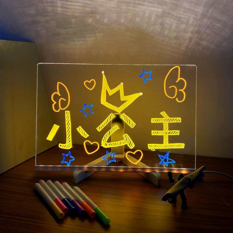 Li HB Store Glowing Acrylic Markers, Acrylic Dry Board with Stand, LED Transparent Desktop Note Memo Christmas Gift,Office Stationery,A, Size: 30