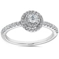 thumbnail image 1 of 3/4ct TW Double Halo Round Natural Diamond Engagement Ring 10K White Gold, 1 of 4