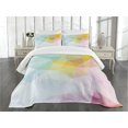 thumbnail image 3 of Ambesonne Abstract Quilted Bedspread Set 3 Pcs, Squares and Sharp Line, King Size, Pale Blue Yellow, 3 of 5