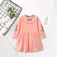 thumbnail image 7 of Odeerbi Girls Dresses Toddler Girls Clothes 2025 Casual Spring Fall Winter Cotton Long Sleeves Striped Lapel Embroidery T-shirt Dress Clothes Pink 4-5 Years, 7 of 7