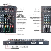 Depusheng FG12 Professional Mixing Console 12 Channel Audio Mixer MP3 Input, 48V Phantom Power,Black Bluetooth USB Audio Mixer for PC