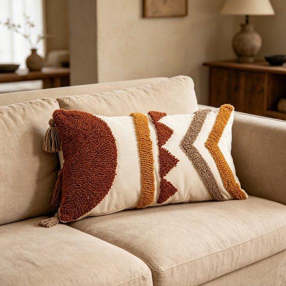 Bohemian Embroidered Cushion Cover, Velvet Throw Pillow Case With Tassels, Decorative Boho Pillow Cover For Sofa, Bed, Living Room, And Home Decor