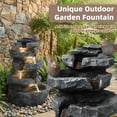 thumbnail image 5 of EPICOZY 22.3" Tall Outdoor Rock Waterfall Fountain, 5-Tier Cascading Garden Water Feature with Bird Decor & LED Lights, Natural Stone Resin Fountain with Filter Cotton for Patio, Yard, Porch & Indoor, 5 of 6