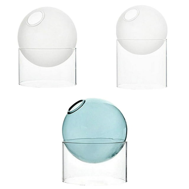 Jarrón De Cristal Redondo Transparente De 3 Uds, Recipiente Para Terrario De Mesa, Maceta Para Brotes, Decoración Del Hogar