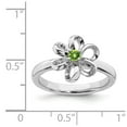 thumbnail image 5 of Solid 925 Sterling Silver Stackable Peridot Green August Gemstone Flower Ring Eternity Band Size 9, 5 of 6