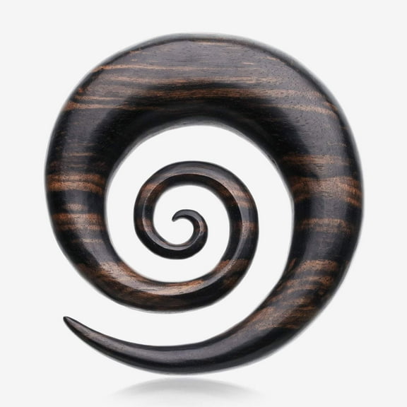 A Pair of Tiger Ebony Wood Super Spiral Hanger Plug
