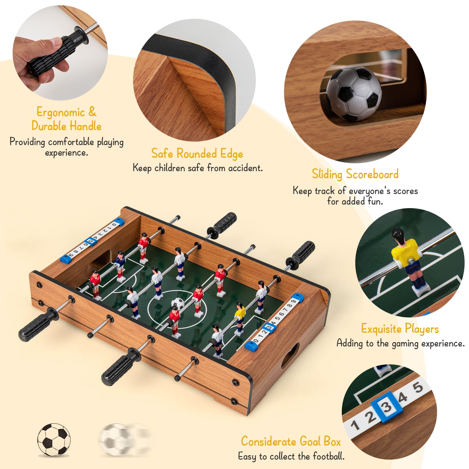  Brrnoo Soccer Game Table, 6 Sticks 2 Players Football Table  Desktop Kicker Game for Dormitory for Home : Everything Else